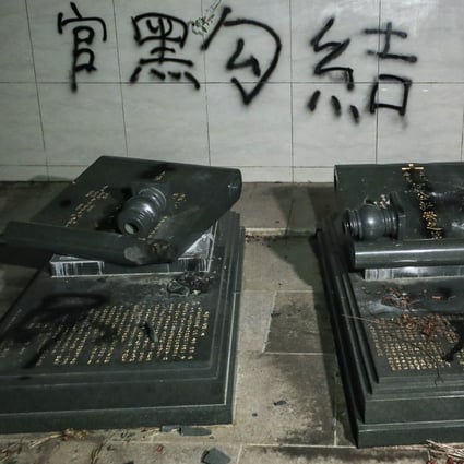 Junius Ho’s parents’ graves were desecrated by vandals. Photo: Sam Tsang