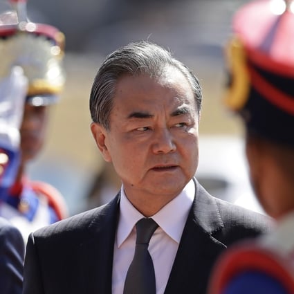 Chinese Foreign Minister Wang Yi is greeted by an honour guard as he arrives at the Itamaraty Palace for a meeting with his Brazilian counterpart Ernesto Araujo on Thursday. Photo: AP