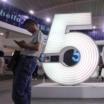 A 5G sign seen at the Tencent Global Digital Ecosystem Summit in Kunming, Yunnan province, China on May 23, 2019. Photo: Reuters