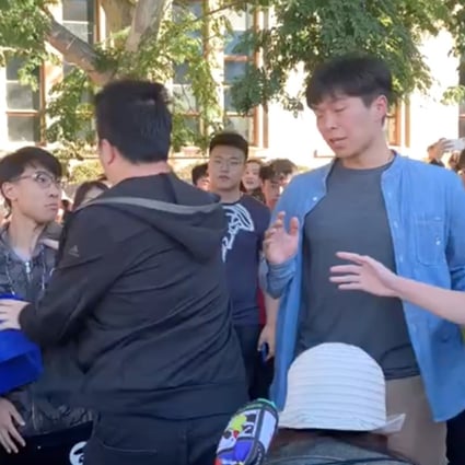 Hong Kong and mainland Chinese students clashed at the University of Queensland in Australia on Wednesday. Photo: Twitter