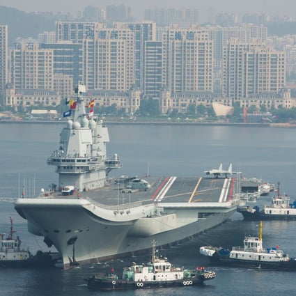 China’s Type 001A aircraft carrier leaves the shipyard in Dalian on Thursday for a four-day sea trial. It is undergoing more testing this week. Photo: ImagineChina