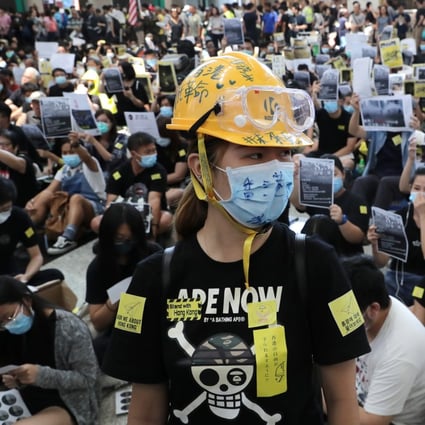 Extradition bill protesters staged the second sit-in protest at the Hong Kong International Airport on Friday. Photo: Edmond So