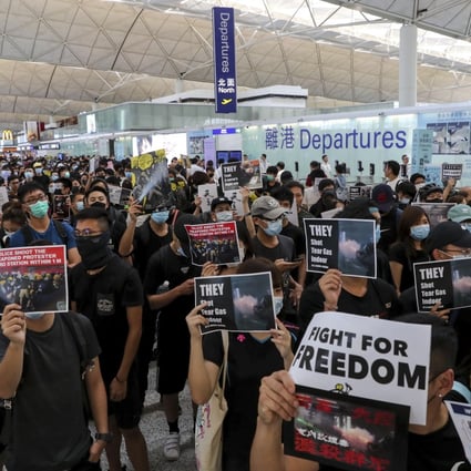 Hong Kong International Airport (HKIA) cancelled all remaining departures late on Tuesday afternoon for a second straight day. Photo: Sam Tsang