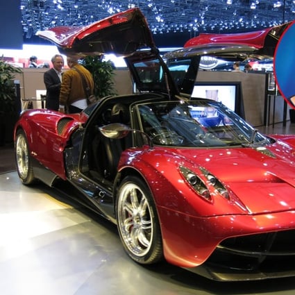Mark Zuckerberg (inset), founder and CEO of Facebook, is believed to have bought a Pagani Huayra supercar (pictured), which costs US$1.4 million. Photos: Reuters/Wikimedia