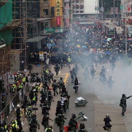 Hong Kong police fire tear gas at anti-government protesters, in scenes that have become increasingly regular. Photo: Felix Wong