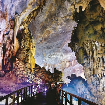 Stalactites and stalagmites in Thien Duong, in Vietnam’s Phong Nha-Ke Bang National Park. Discovered in 2005 and explored by British cavers, its name translates as Paradise. Photo: Alamy