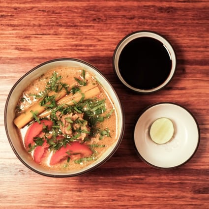 Soto tangkar, a hearty beef stew served at Nusantara, in Bali, Indonesia.