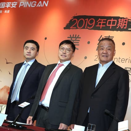 (From left) Ping An Insurance (Group) CFO and chief actuary Jason Yao, co-CEO Lee Yuansiong, chairman and CEO Peter Ma Mingzhe and co-CEO Jessica Tan Sin-yin, at a press conference to discuss the company’s future plans, on Friday. Photo: Nora Tam