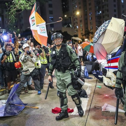 Riot police and protesters clash in Wong Tai Sin on August 3. Photo: Sam Tsang