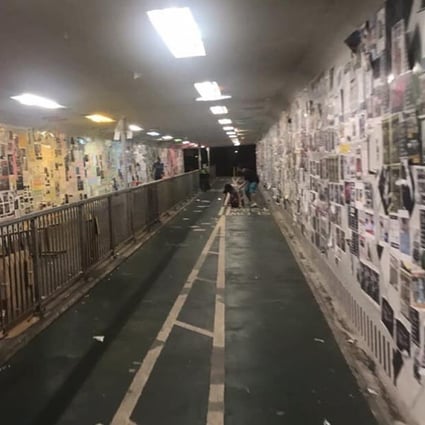 The tunnel in Tseung Kwan O where a Lennon Wall has appeared. Photo: Handout
