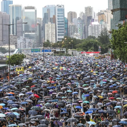 Anti-government protesters fill Victoria Park Road and Gloucester Road in Causeway Bay during last weekend’s rally. Photo: Dickson Lee