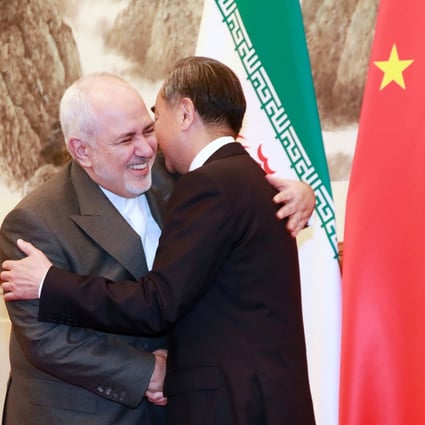 Iranian Foreign Minister Mohammad Javad Zarif meets his Chinese counterpart Wang Yi in Beijing on Monday. Photo: AFP