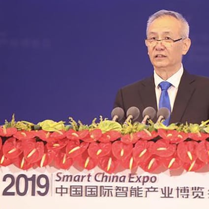 China’s Vice-Premier Liu He gave his speech at the Smart China Expo in Chongqing on Monday. Photo: Weibo