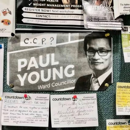 A flyer showing an image of councillor Paul Young and the initials of the Chinese Communist Party CCP. Photo: Handout/NZME