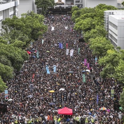 Thousands of students from across the city hold a mass rally at Chinese University. Photo: Sam Tsang