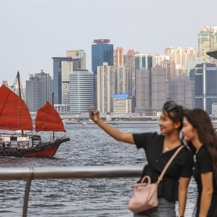 Selfie-taking at Central Harbourfront persists, even as the protests rage on. Photo: Nora Tam
