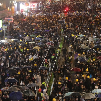 Anti-government demonstrators gather in Causeway Bay on Saturday. The protests have gripped Hong Kong since early June. Photo: May Tse