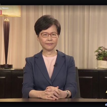 Carrie Lam speaks to Hongkongers on Wednesday evening. Photo: Handout