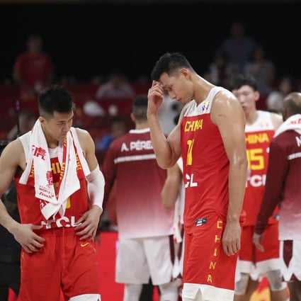 China’s men’s basketball team look dejected after losing to Venezuela at the 2019 Fiba World Cup in Beijing. Photo: Xinhua