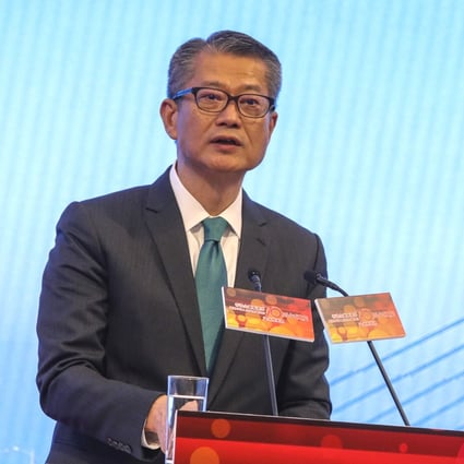 Hong Kong Financial Secretary Paul Chan Mo-po at Tuesday’s forum, where he revealed measures to improve business confidence in the city. Photo: May Tse