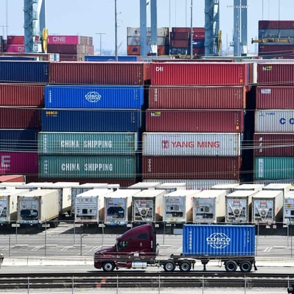 Chinese cargo container at the Port of Long Beach in California. The US and China have been engaged in a trade war for more than a year. Photo: AFP