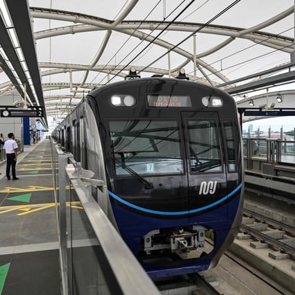Jakarta’s Mass Rapid Transit (MRT), which was built with financing from Japan, opens for the first time to the public in March 2019. Photo: AFP