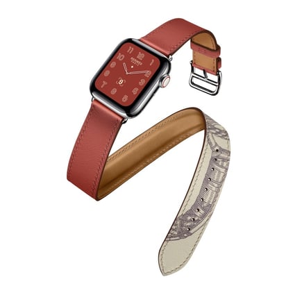 Apple and Hermès have collaborated on the Apple Watch Hermès Series 5. Pictured is the 40mm double tour band swift calfskin brique.