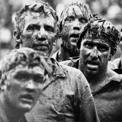 British Isles defeated the NZ Juniors 19 - 9. The infamous ‘Mud Men’ match, before turf culture whereby weather and field of play conditions would be considered reasonable grounds for postponement. Photo: Anastasia Photo, New York. ©Peter Bush