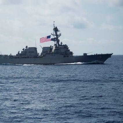 The US Navy’s guided missile destroyer USS Wayne E. Meyer sailed near the Paracel Islands in the South China Sea on Friday. Photo: Reuters