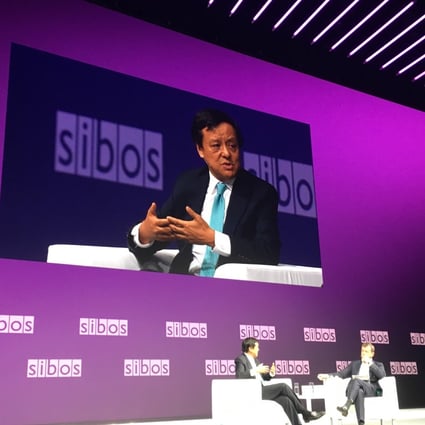 Charles Li speaking at the Sibos conference in London. Photo: Handout