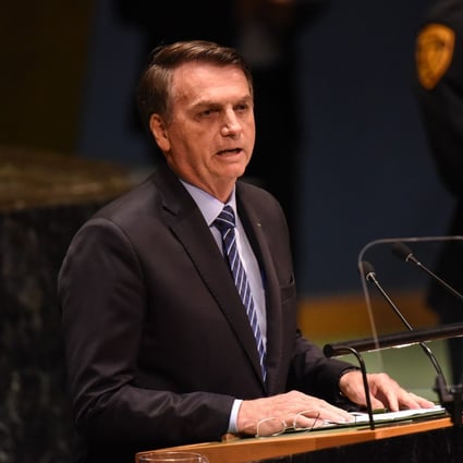 President Jair Bolsonaro of Brazil speaks at the United Nations on Tuesday. Photo: AFP