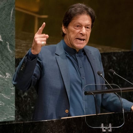 Pakistani Prime Minister Imran Khan speaks during the 74th session of the UN General Assembly in New York on Friday. Photo: AFP