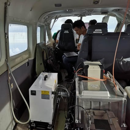 Researchers from the Shanghai Institute of Optics and Fine Mechanics test their laser detector over the South China Sea. Photo: Chinese Academy of Sciences