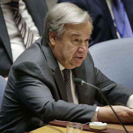 UN Secretary-General Antonio Guterres speaks during a Security Council meeting at UN headquarters in September. Photo: AP