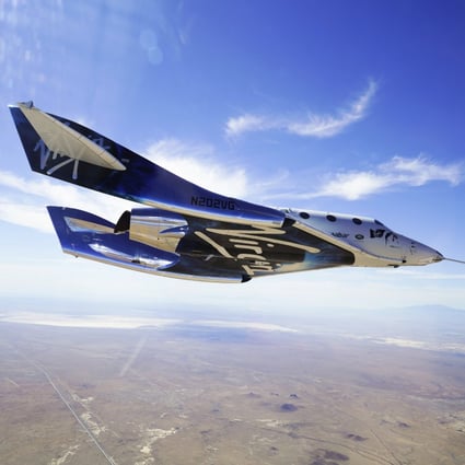 Virgin Galactic’s aircraft, the VSS Unity, conducts a supersonic test flight from the Mojave Air and Space Port in California on May 29, 2018. Photo: AP