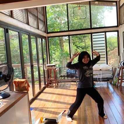 Atiqah Nadiah Zailani in her DIY tiny home on the outskirts of the Malaysian capital Kuala Lumpur. Photo: Atiqah Nadiah Zailani