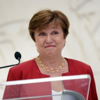 Kristalina Georgieva, seen at a press conference last month, used her maiden speech as IMF chief to warn that the global economy is entering a synchronised slowdown. Photo: AFP