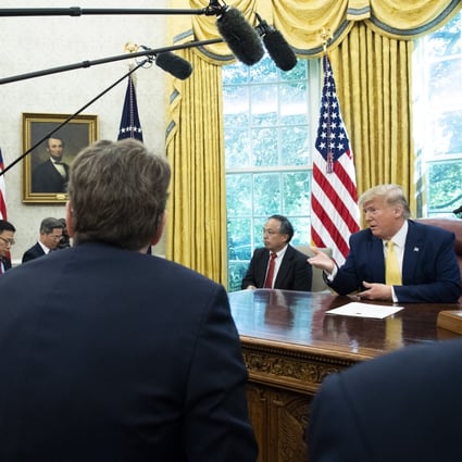US President Donald Trump (right) meets Chinese Vice-Premier at the White House on Friday. Photo: EPA-EFE