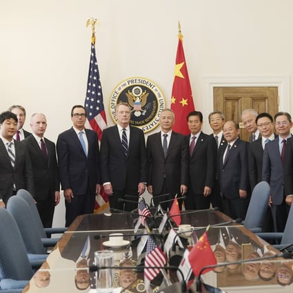 Negotiators from China and the United States, including China’s Vice-Premier Liu He, US trade representative Robert Lighthizer and US Treasury Secretary Steven Mnuchin, met last week in Washington for the latest round of trade talks. Photo: Xinhua