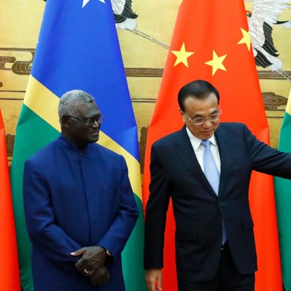 Solomon Islands Prime Minister Manasseh Sogavare and Chinese Premier Li Keqiang. Photo: AFP