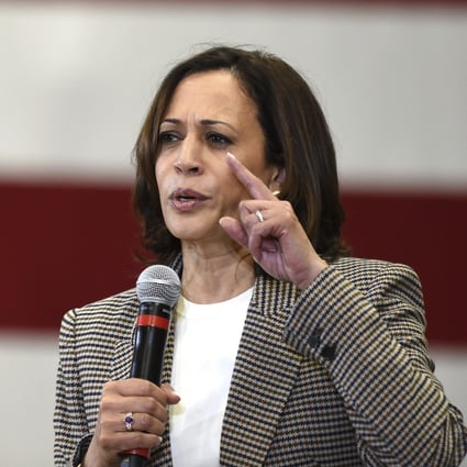 US Senator Kamala Harris, who is running for the Democratic presidential nomination, is seen campaigning in South Carolina on Saturday. Photo: The Augusta Chronicle via AP