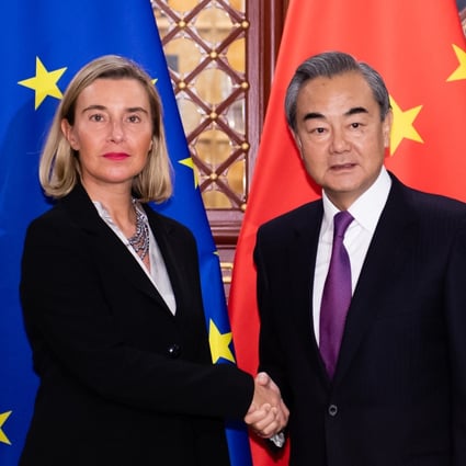 Chinese Foreign Minister Wang Yi met his EU counterpart Federica Mogherini in Beijing on Tuesday. Photo: Xinhua