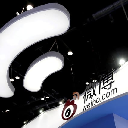 Sina Weibo's booth is pictured at the Global Mobile Internet Conference (GMIC) 2017 in Beijing, April 28, 2017. Photo: Reuters