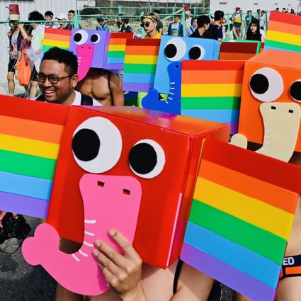 More than 200,000 people took part in this year’s pride march in Taipei, the organisers said. Photo: AFP