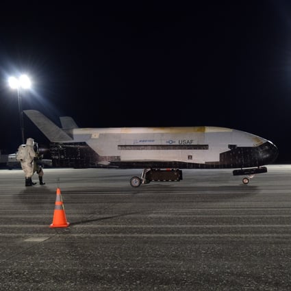 The US Air Force's X-37B after landing at Nasa’s Kennedy Space Centre in Florida on Sunday. Photo: Handout