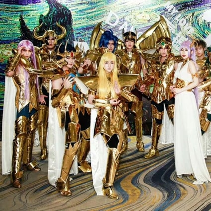Chinese cosers dress as the 12 Zodiac with the Goddess Athena from the Japanese manga series Saint Seiya. The subculture of cosplay is hugely popular in China.