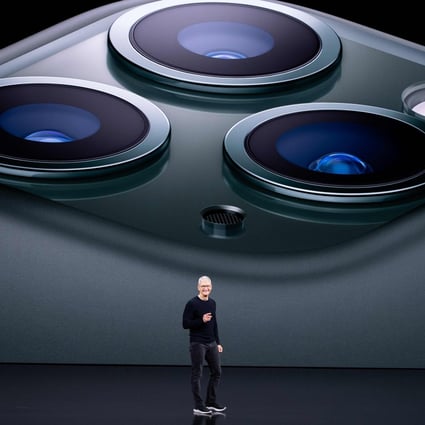Apple chief executive Tim Cook speaks on stage during the new iPhone 11 launch at the company’s headquarters in Cupertino, California, on September 10. Photo: Agence France-Presse