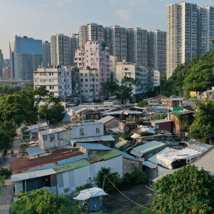 Aerial drone view of Cha Kwo Ling Village in the Kwun Tong district on 17 October 2019. Cha Kwo Ling village has been named as one of the villages in the 2019 Chief Executive's Policy Address, that is suitable for high-density housing development. Photo: May Tse