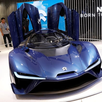 The EP9, a premium electric supercar made by Nio, is displayed at the Auto China 2018 motor show in Beijing on April 25, 2018. Photo: Reuters