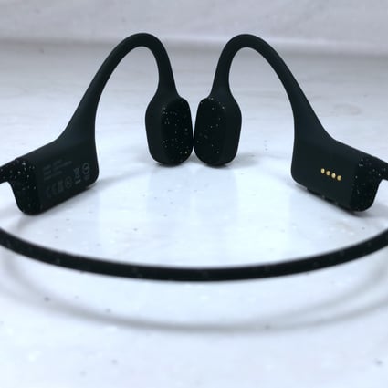 The AfterShokz Xtrainerz bone-conduction underwater swimming headphones are IP68-certified, meaning they are able to withstand complete submersion in up to two metres of water. Photo: AfterShokz